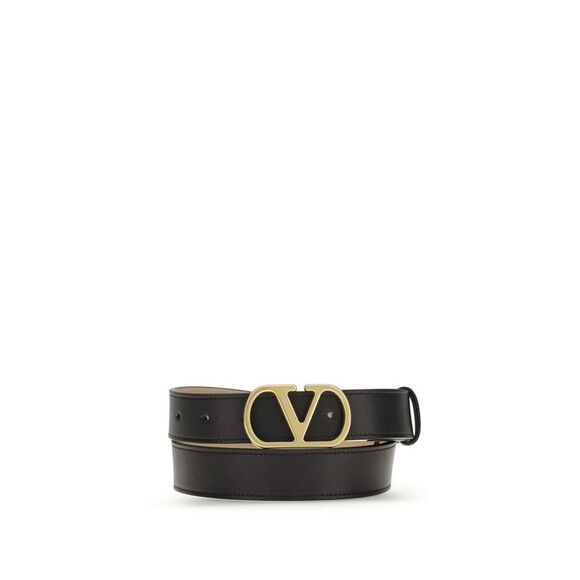 Valentino Garavani Black Calf Leather Bos Taurus Regular Women's Belt